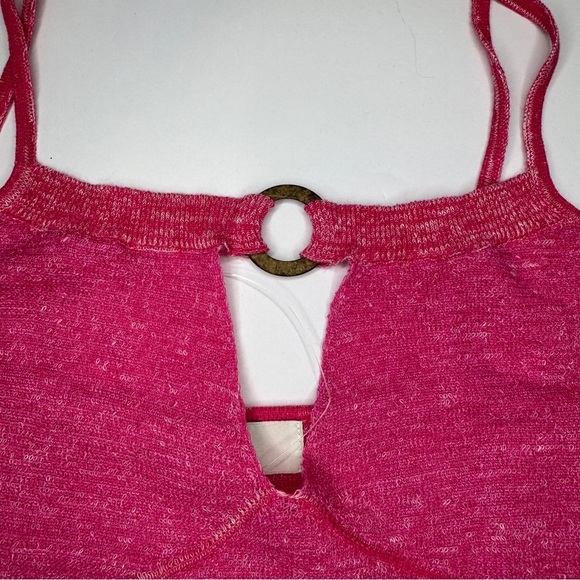 NWOT Free People Beach Pink Knit Ring Front Tank Top Size Large - Picture 4 of 10